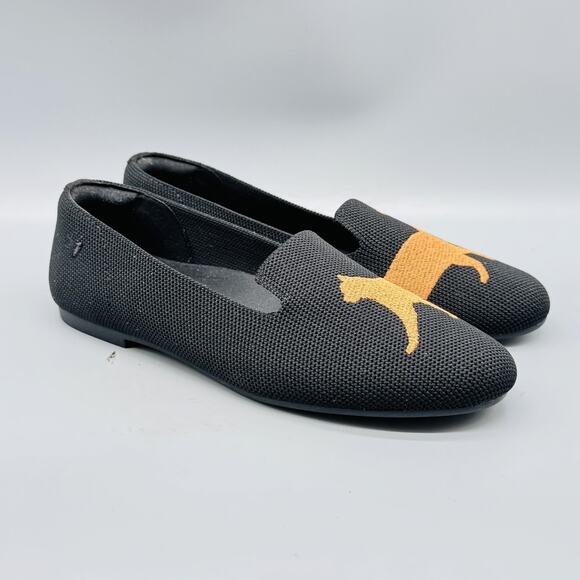 VIVAIA Shoes Womens 7 Black Knit Loafers Slip On Cat Flats Lightweight Comfort - Picture 5 of 11